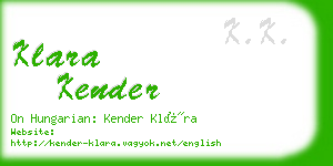 klara kender business card